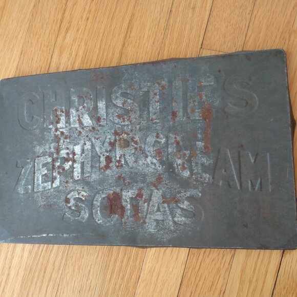 Antique 1800s Biscuit Tin Christie's Zephyr Cream Sodas Rusty Shabby Box Vintage - Picture 9 of 14